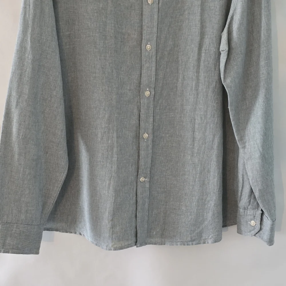 Banana‎ Republic Linen Cotton Shirt Size XL Untucked Fit Long Sleeve Button-up